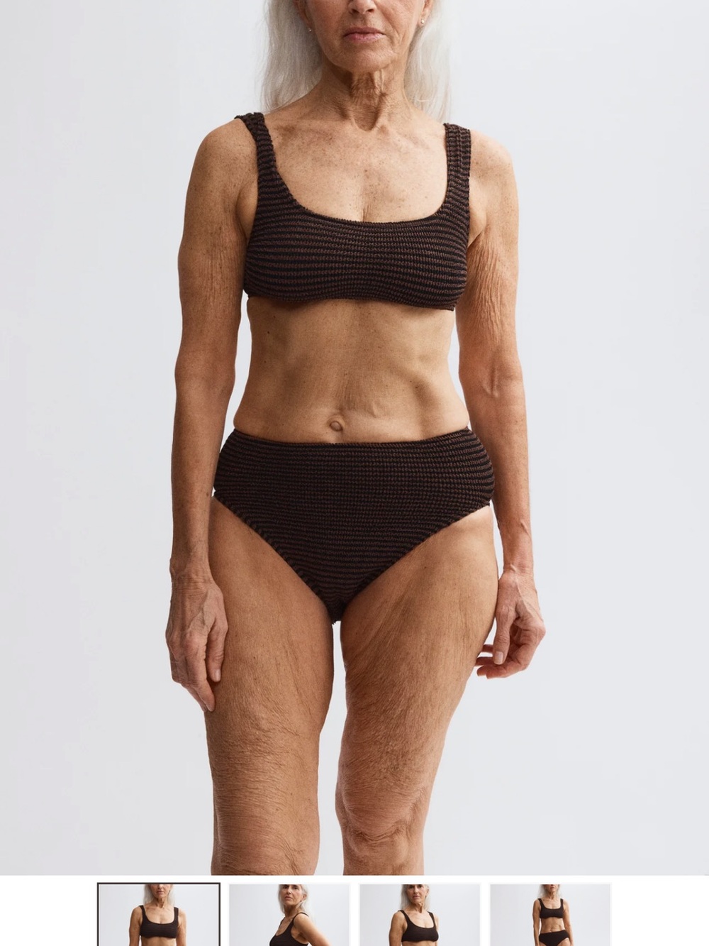 Youswim Ribbed Scoop Bikini Top and High Waist Bottoms - Brown